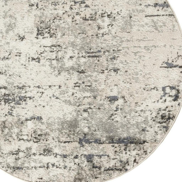 HomeRoots 8' Gray Floral Power Loom Area Rug - Stylish, Durable, and Versatile for Any Room Décor 8' Round 572520
