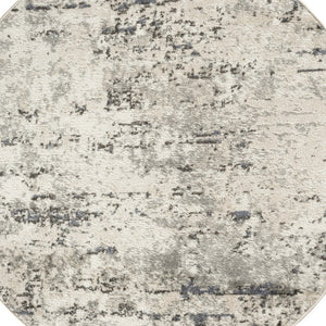 HomeRoots 8' Gray Floral Power Loom Area Rug - Stylish, Durable, and Versatile for Any Room Décor 8' Round 572520
