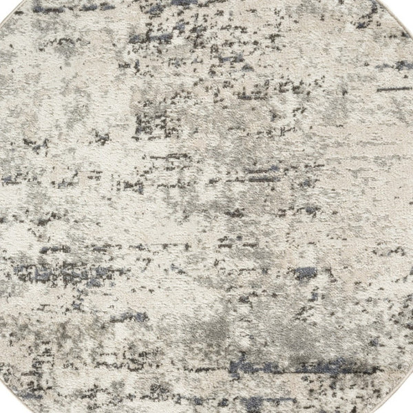HomeRoots 8' Gray Floral Power Loom Area Rug - Stylish, Durable, and Versatile for Any Room Décor 8' Round 572520