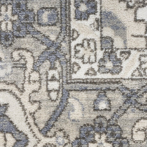 HomeRoots 8' Blue Floral Power Loom Round Rug - Timeless Charm, Durable Design for Any Space, Easy Maintenance 572521
