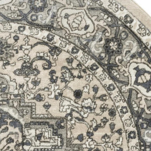 HomeRoots 8' Blue Floral Power Loom Round Rug - Timeless Charm, Durable Design for Any Space, Easy Maintenance 572521