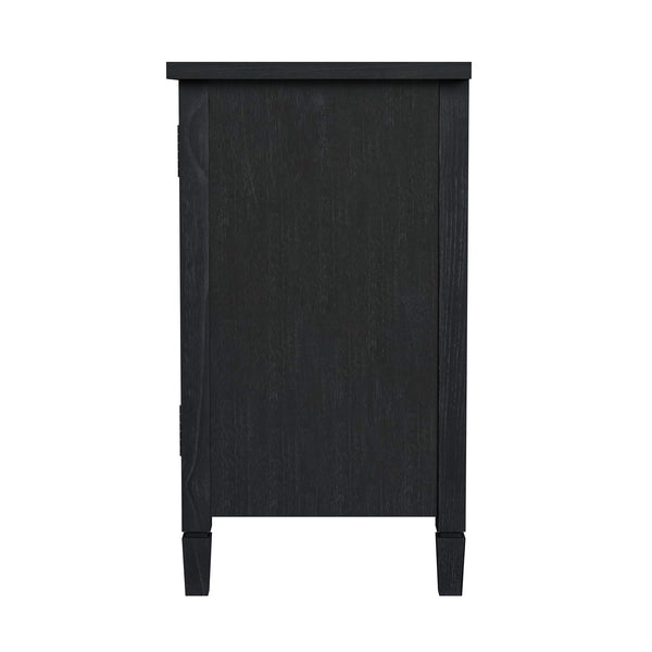 Butler Specialty Flagstaff 2-door Cane Cabinet With Elegant Washed Finish And Bronze Hardware For Stylish Storage Black Mindi Wood,Mindi Veneer,Mdf 5725432-butler