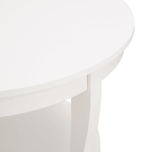 English Elm Traditional Round Coffee Table with Open Shelf, 2-Tier Solid Wood Accent Table for Small Spaces White W1693P216918