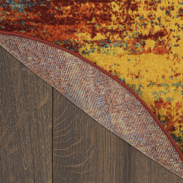HomeRoots 8' Flame Round Abstract Area Rug - Modern Indoor/Outdoor Design, Stain-Resistant & Easy to Clean 572566