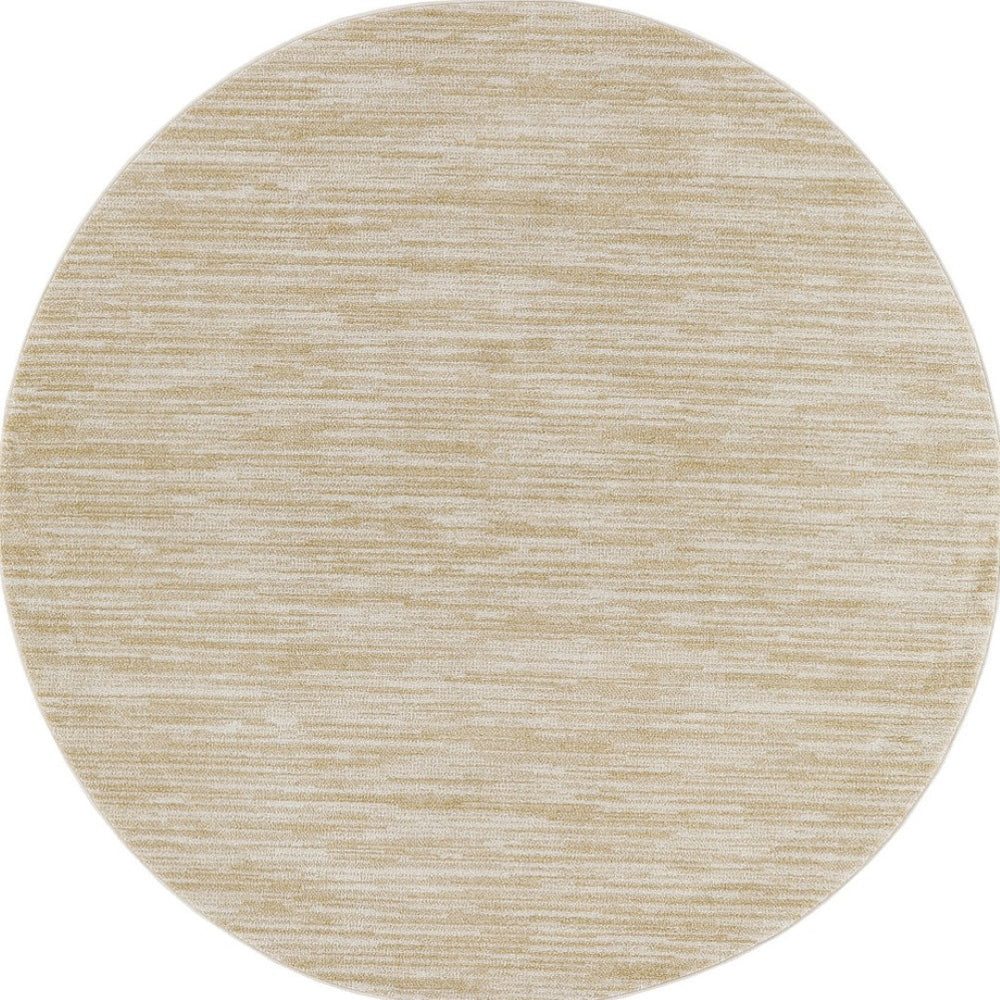 HomeRoots 8' Ivory and Gold Round Abstract Area Rug – Stylish, Durable, Indoor Outdoor Carpet for Any Space 572568