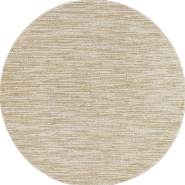 HomeRoots 8' Ivory and Gold Round Abstract Area Rug – Stylish, Durable, Indoor Outdoor Carpet for Any Space 572568