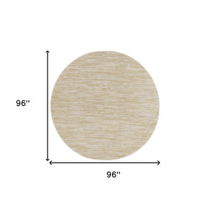 HomeRoots 8' Ivory and Gold Round Abstract Area Rug – Stylish, Durable, Indoor Outdoor Carpet for Any Space 572568