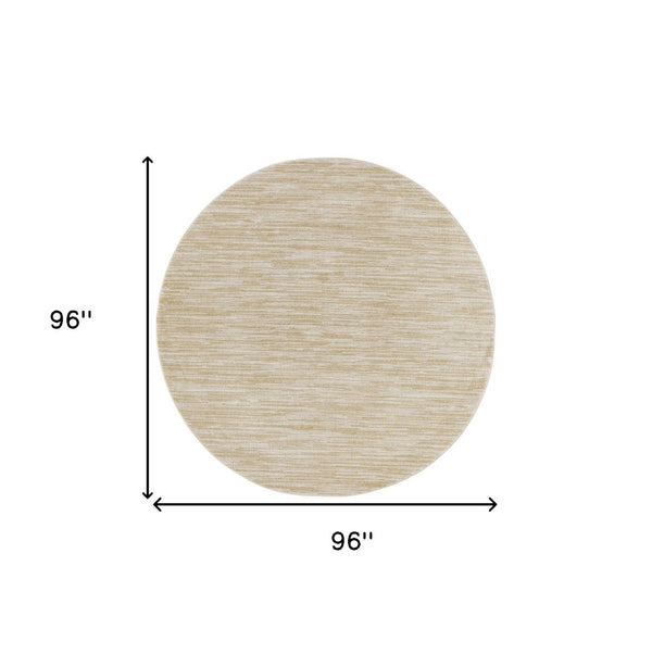 HomeRoots 8' Ivory and Gold Round Abstract Area Rug – Stylish, Durable, Indoor Outdoor Carpet for Any Space 572568