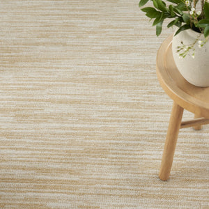 HomeRoots 8' Ivory and Gold Round Abstract Area Rug – Stylish, Durable, Indoor Outdoor Carpet for Any Space 572568