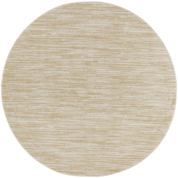 HomeRoots 8' Ivory and Gold Round Abstract Area Rug – Stylish, Durable, Indoor Outdoor Carpet for Any Space 572568