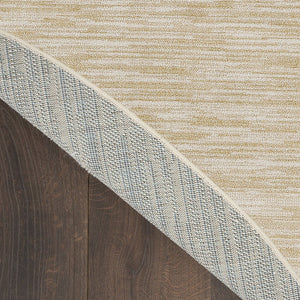 HomeRoots 8' Ivory and Gold Round Abstract Area Rug – Stylish, Durable, Indoor Outdoor Carpet for Any Space 572568