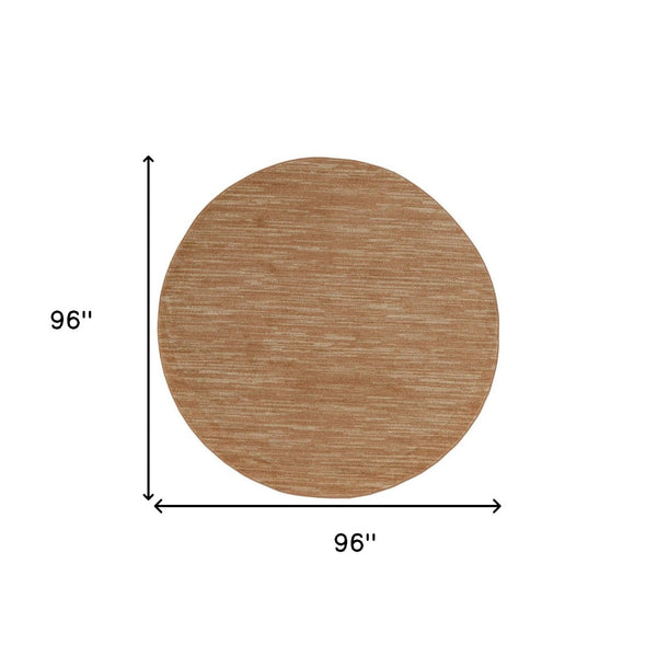 HomeRoots 8' Round Rust Abstract Area Rug - Stylish Indoor/Outdoor Geometric Design for Modern Spaces 572569