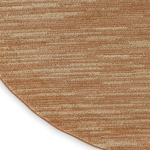 HomeRoots 8' Round Rust Abstract Area Rug - Stylish Indoor/Outdoor Geometric Design for Modern Spaces 572569