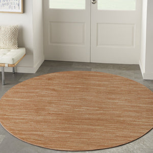 HomeRoots 8' Round Rust Abstract Area Rug - Stylish Indoor/Outdoor Geometric Design for Modern Spaces 572569