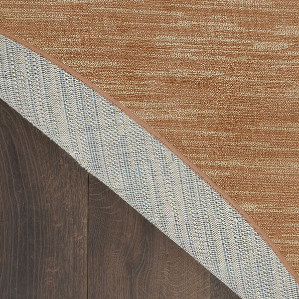 HomeRoots 8' Round Rust Abstract Area Rug - Stylish Indoor/Outdoor Geometric Design for Modern Spaces 572569