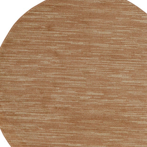 HomeRoots 8' Round Rust Abstract Area Rug - Stylish Indoor/Outdoor Geometric Design for Modern Spaces 572569
