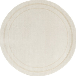 HomeRoots 8' Ivory and Gold Round Rug - Stylish Indoor/Outdoor Area Rug with Geometric Design & Easy Care 572570