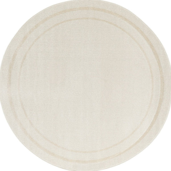 HomeRoots 8' Ivory and Gold Round Rug - Stylish Indoor/Outdoor Area Rug with Geometric Design & Easy Care 572570