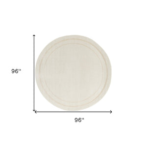 HomeRoots 8' Ivory and Gold Round Rug - Stylish Indoor/Outdoor Area Rug with Geometric Design & Easy Care 572570