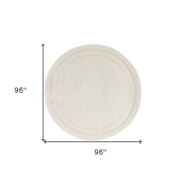 HomeRoots 8' Ivory and Gold Round Rug - Stylish Indoor/Outdoor Area Rug with Geometric Design & Easy Care 572570