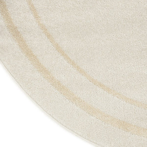 HomeRoots 8' Ivory and Gold Round Rug - Stylish Indoor/Outdoor Area Rug with Geometric Design & Easy Care 572570