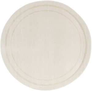 HomeRoots 8' Ivory and Gold Round Rug - Stylish Indoor/Outdoor Area Rug with Geometric Design & Easy Care 572570