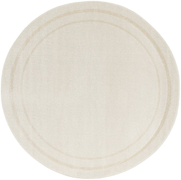 HomeRoots 8' Ivory and Gold Round Rug - Stylish Indoor/Outdoor Area Rug with Geometric Design & Easy Care 572570