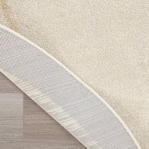 HomeRoots 8' Ivory and Gold Round Rug - Stylish Indoor/Outdoor Area Rug with Geometric Design & Easy Care 572570
