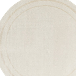 HomeRoots 8' Ivory and Gold Round Rug - Stylish Indoor/Outdoor Area Rug with Geometric Design & Easy Care 572570