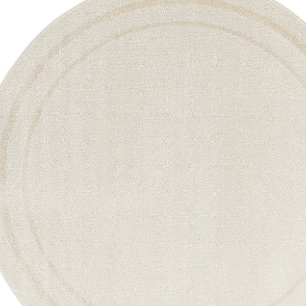 HomeRoots 8' Ivory and Gold Round Rug - Stylish Indoor/Outdoor Area Rug with Geometric Design & Easy Care 572570