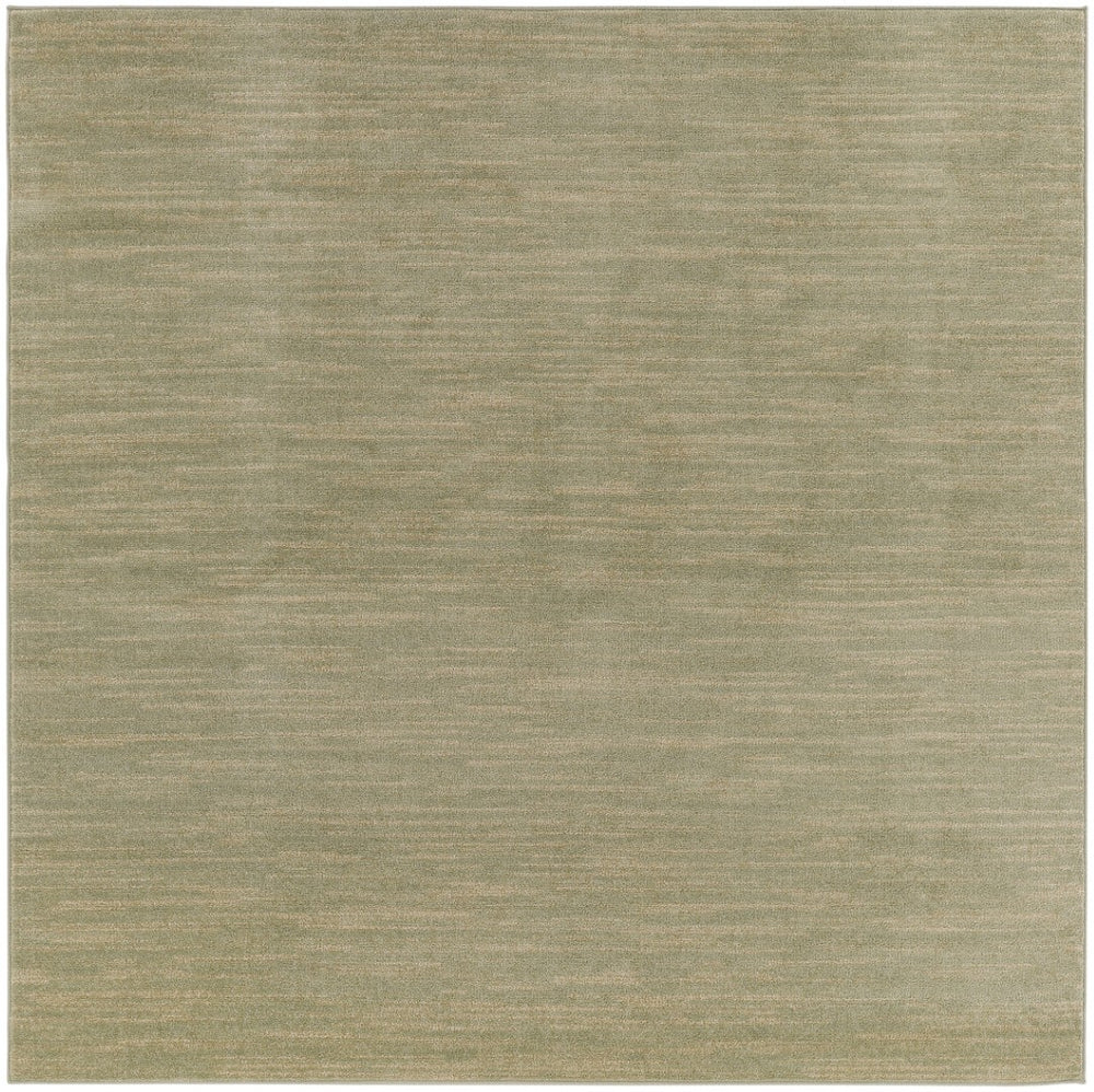 HomeRoots 7' Green and Gold Abstract Area Rug - Stylish Indoor/Outdoor Square Design, Easy Maintenance & Durable 572651