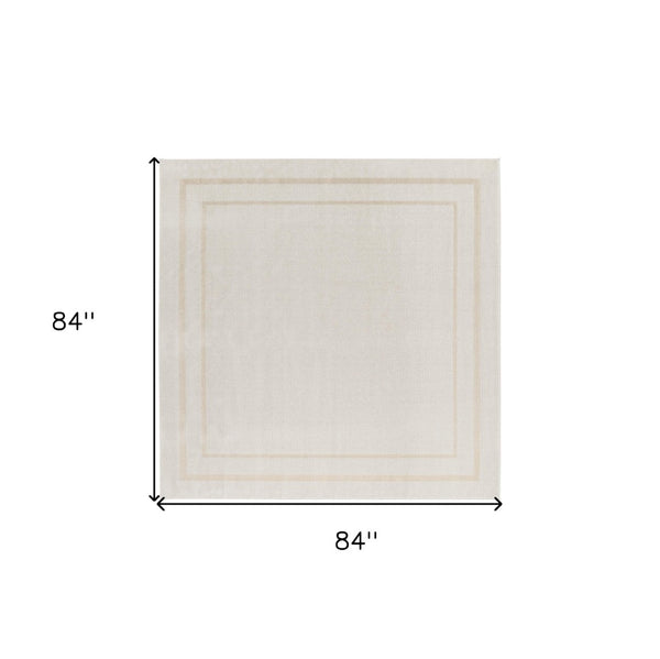 HomeRoots 7' Ivory and Gold Square Area Rug - Stylish Indoor/Outdoor Design, Low Maintenance & Durable Quality 572654