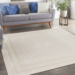 HomeRoots 7' Ivory and Gold Square Area Rug - Stylish Indoor/Outdoor Design, Low Maintenance & Durable Quality 572654