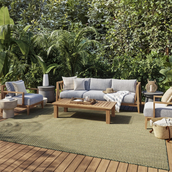 HomeRoots 8' Geometric Green Area Rug - Stylish Indoor/Outdoor Design, Durable, Fade-Resistant & Easy Care! 572668