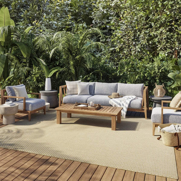 HomeRoots 8' X 10' Natural Geometric Area Rug - Stylish, Durable, Low-Maintenance Design for Indoor & Outdoor Use 572669