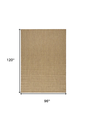 HomeRoots 8' Geometric Tan Indoor Outdoor Area Rug - Durable, Low-Profile Design for Versatile Home & Patio Use 572670