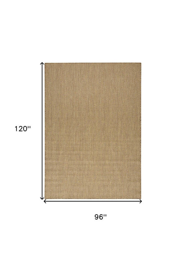 HomeRoots 8' Geometric Tan Indoor Outdoor Area Rug - Durable, Low-Profile Design for Versatile Home & Patio Use 572670