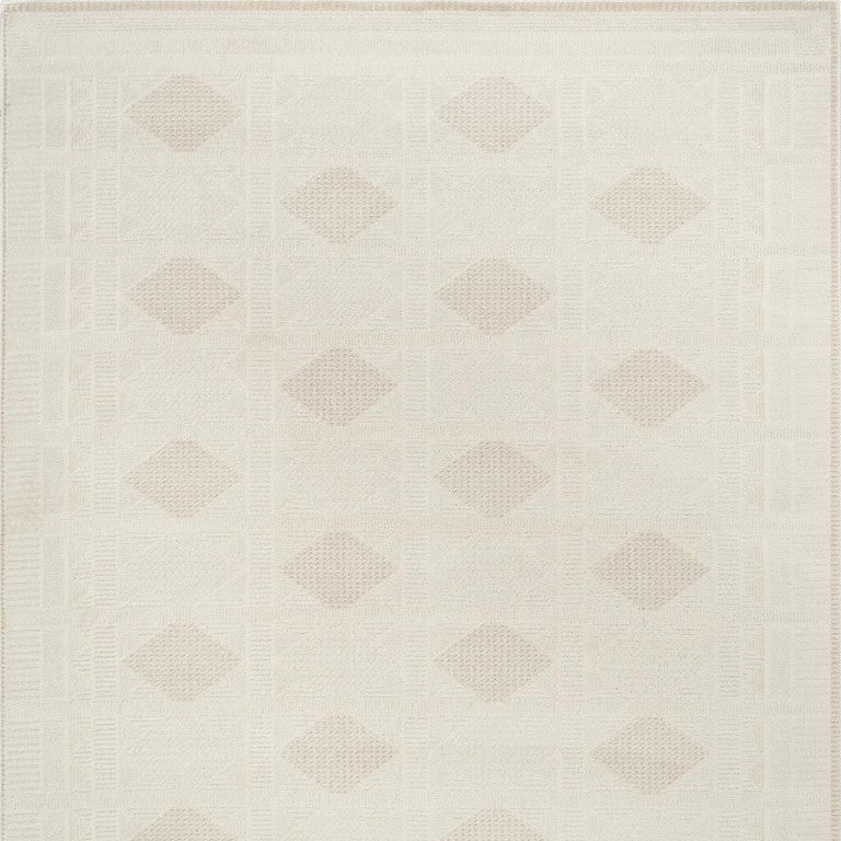 5x7 Beige Geometric Area Rug Power Loomed Polyester for Living Room or Bedroom