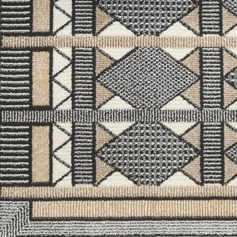 5x7 Black Geometric Area Rug Power Loomed Polyester for Living or Dining Rooms