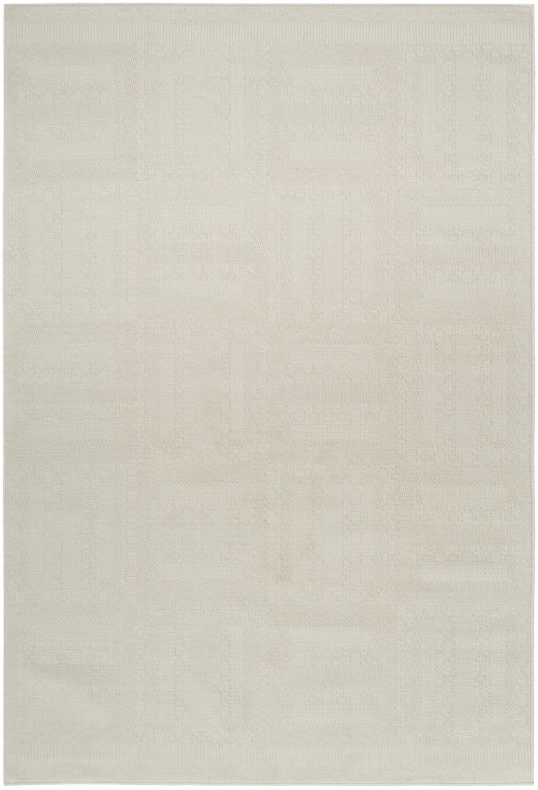 HomeRoots 5 X 7 Ivory Geometric Polyester Area Rug Power Loomed for Living and Dining Rooms 572702