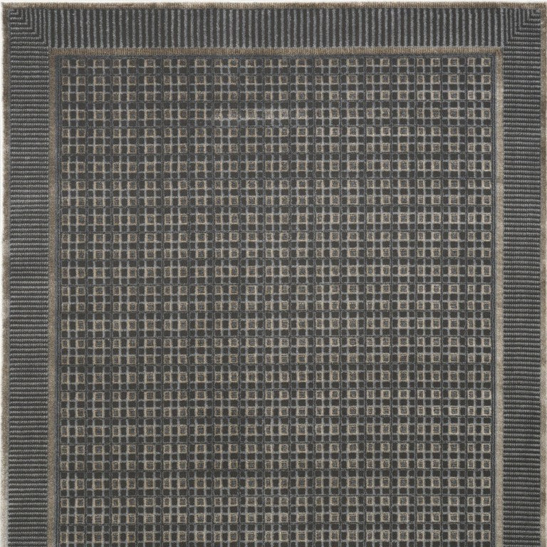 5x7 Black Geometric Area Rug Power Loomed Polyester for Modern Living Rooms