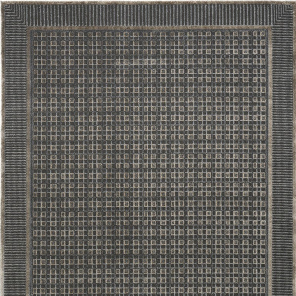 5x7 Black Geometric Area Rug Power Loomed Polyester for Modern Living Rooms