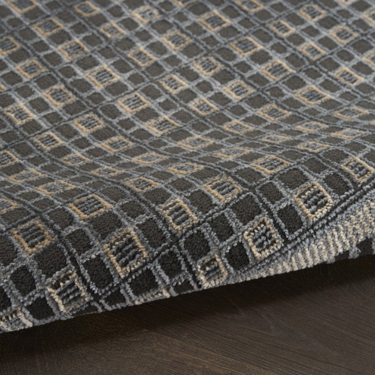 5x7 Black Geometric Area Rug Power Loomed Polyester for Modern Living Rooms