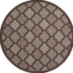 HomeRoots 8' Brown Round Geometric Area Rug - Stylish Indoor/Outdoor Accent with Durable, Low-Maintenance Design 572802