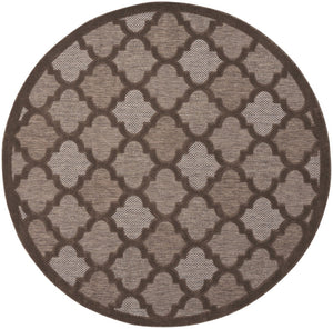 HomeRoots 8' Brown Round Geometric Area Rug - Stylish Indoor/Outdoor Accent with Durable, Low-Maintenance Design 572802