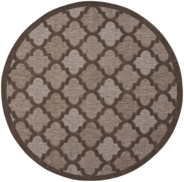 HomeRoots 8' Brown Round Geometric Area Rug - Stylish Indoor/Outdoor Accent with Durable, Low-Maintenance Design 572802