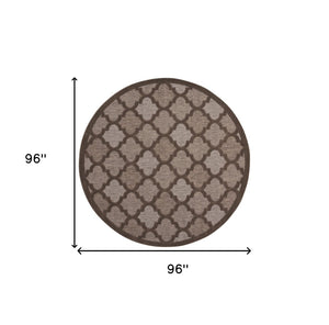 HomeRoots 8' Brown Round Geometric Area Rug - Stylish Indoor/Outdoor Accent with Durable, Low-Maintenance Design 572802