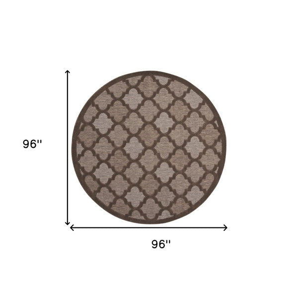 HomeRoots 8' Brown Round Geometric Area Rug - Stylish Indoor/Outdoor Accent with Durable, Low-Maintenance Design 572802