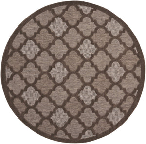 HomeRoots 8' Brown Round Geometric Area Rug - Stylish Indoor/Outdoor Accent with Durable, Low-Maintenance Design 572802