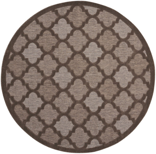 HomeRoots 8' Brown Round Geometric Area Rug - Stylish Indoor/Outdoor Accent with Durable, Low-Maintenance Design 572802